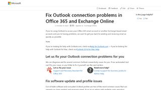 
                            10. Fix Outlook connection problems in Office 365 and ... - Microsoft Docs