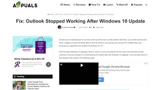 
                            9. Fix: Outlook Stopped Working After Windows 10 Update - Appuals.com