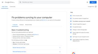 
                            1. Fix problems syncing to your computer - Computer - Google Drive Help