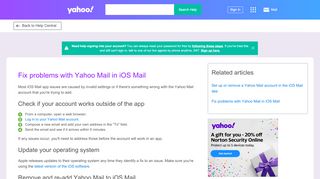 
                            3. Fix problems with Yahoo Mail in iOS Mail | Yahoo Help - SLN3702