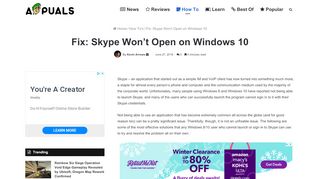 
                            11. Fix: Skype Won't Open on Windows 10 - Appuals.com
