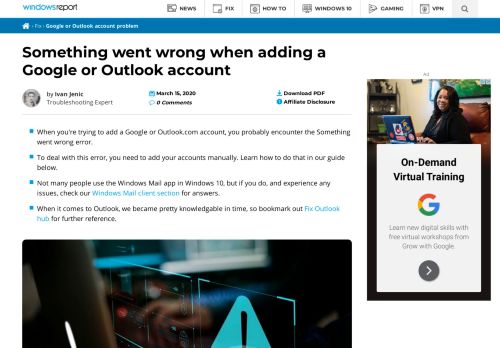 
                            7. FIX: 'Something Went Wrong' when adding a Google or Outlook account