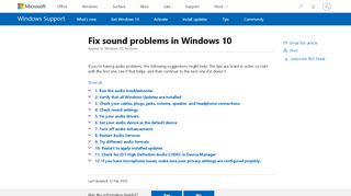 
                            2. Fix sound problems in Windows 10 - Microsoft Support