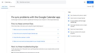 
                            2. Fix sync problems with the Google Calendar app - Android - Calendar ...
