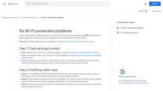 
                            9. Fix Wi-Fi connection problems - Nexus Help - Google Support