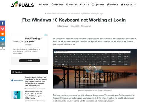 
                            9. Fix: Windows 10 Keyboard not Working at Login - Appuals.com