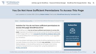 
                            7. Fix You do not have Sufficient Permissions to Access This Page
