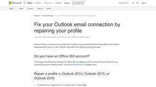 
                            4. Fix your Outlook email connection by repairing your profile - ...