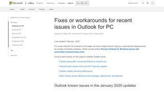
                            9. Fixes or workarounds for recent issues in Outlook for PC - Outlook