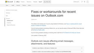 
                            9. Fixes or workarounds for recent issues on Outlook.com - Outlook