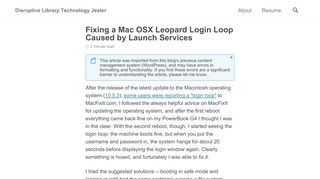 
                            2. Fixing a Mac OSX Leopard Login Loop Caused by Launch Services ...