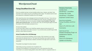 
                            12. Fixing Cloudflare Error 522 | WordpressCheat