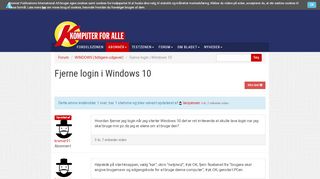 
                            2. Fjerne login i Windows 10 - Spørg os Forum