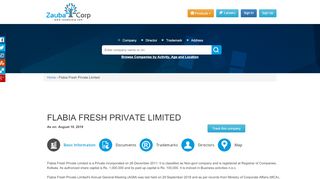 
                            8. FLABIA FRESH PRIVATE LIMITED - Company, directors ... - Zauba Corp