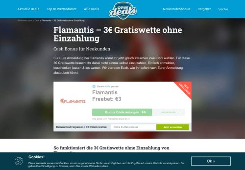 
                            10. Flamantis - 3€ Gratiswette ohne Einzahlung - Wettdeals.com