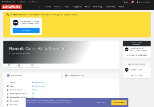 
                            9. Flamantis Casino: €3 No Deposit Bonus No Deposit ... - AskGamblers