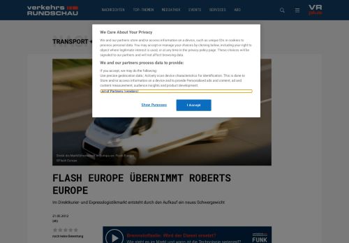 
                            13. Flash Europe übernimmt Roberts Europe | VerkehrsRundschau.de