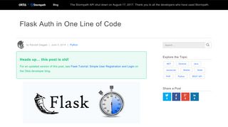 
                            9. Flask Auth in One Line of Code - Stormpath
