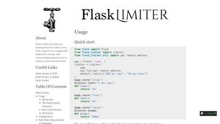 
                            6. Flask-Limiter — Flask-Limiter 1.0.1+0.gb390e64.dirty documentation