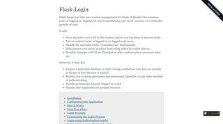 
                            4. Flask-Login — Flask-Login 0.4.1 documentation
