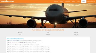 
                            10. Flat Rs.1100 OFF on all Domestic Flights - Travelxp.com | Offers
