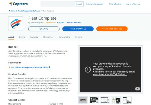 
                            12. Fleet Complete Reviews and Pricing - 2019 - Capterra