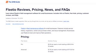 
                            10. Fleetio Reviews, Pricing, Key Info, and FAQs - The SMB Guide