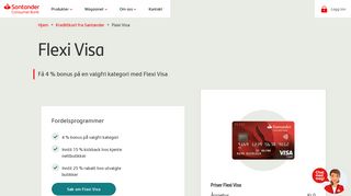 
                            7. Flexi Visa – Bonuskort med cashback og 4 % bonus | Santander