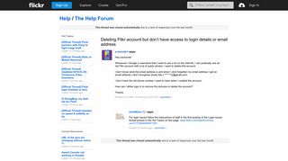
                            9. Flickr: The Help Forum: Deleting Flikr account but don't have ...