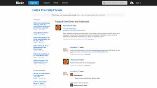 
                            8. Flickr: The Help Forum: Forgot Flickr Email and Password