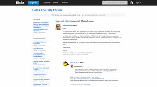 
                            3. Flickr: The Help Forum: Login mit Username statt Mailadresse