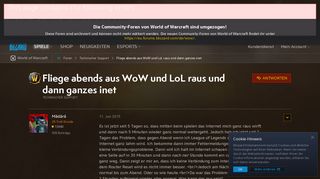 
                            10. Fliege abends aus WoW und LoL raus und dann ganzes inet - World of ...