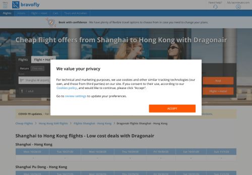 
                            7. Flight Shanghai - Hong Kong with Dragonair - Bravofly.com