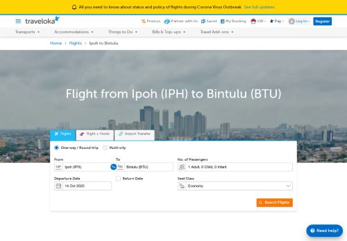 
                            7. Flight Ticket from Ipoh to Bintulu - Traveloka - Traveloka.com