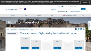 
                            12. Flights to Hyderabad (HYD) | Book now with British Airways