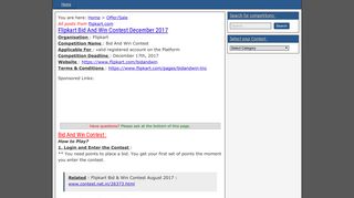 
                            8. Flipkart Bid And Win Contest December 2017 – www.contest.net.in