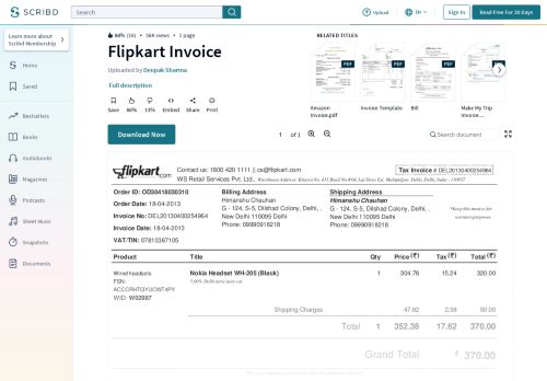 
                            6. Flipkart Invoice - Scribd