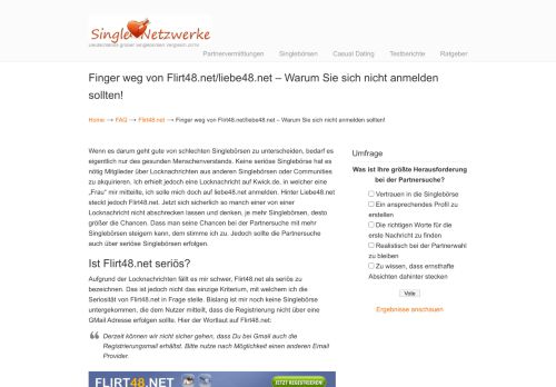 
                            2. Flirt48.net Finger weg - Warum Sie sich nicht anmelden sollten!