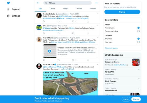 
                            8. #flirtlocal hashtag on Twitter