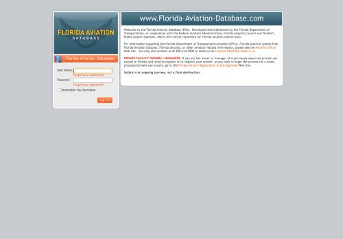 
                            10. Florida Aviation Database - Login