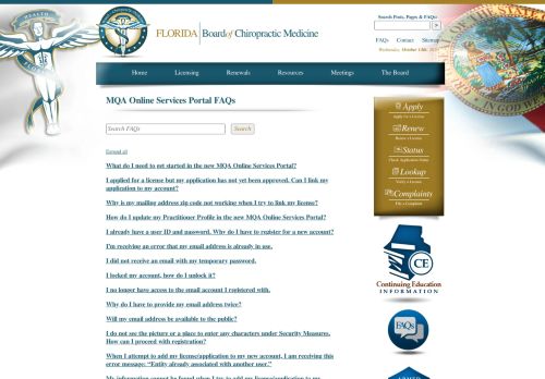 
                            11. Florida Board of Chiropractic Medicine » MQA Online Services ...