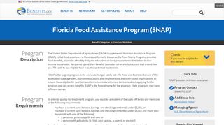 
                            8. Florida Food Assistance Program (SNAP) | Benefits.gov