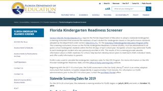 
                            11. Florida Kindergarten Readiness Screener