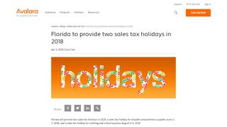 
                            12. Florida to provide two sales tax holidays in 2018 - Avalara