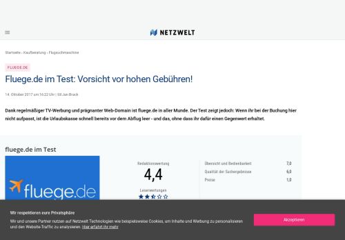 
                            11. Fluege.de im Test: Vorsicht vor hohen Gebühren! - NETZWELT