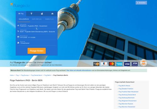 
                            2. Flug Paderborn-Berlin: Flüge von Paderborn (PAD) nach Berlin (BER ...