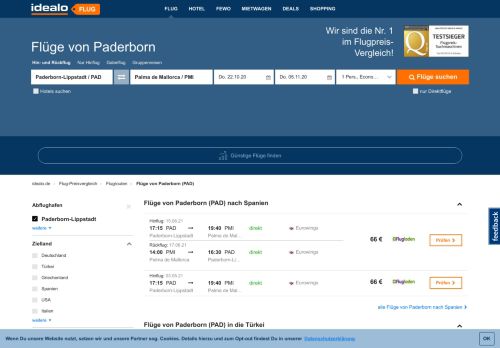 
                            5. Flug von Paderborn ab 32 € | billige Flüge buchen bei idealo