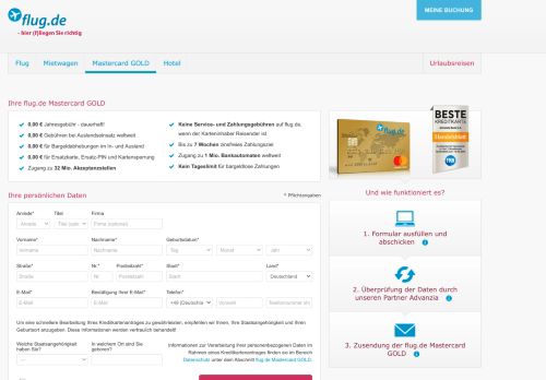 
                            2. flug.de Mastercard GOLD – so sparen Sie beim Buchen!