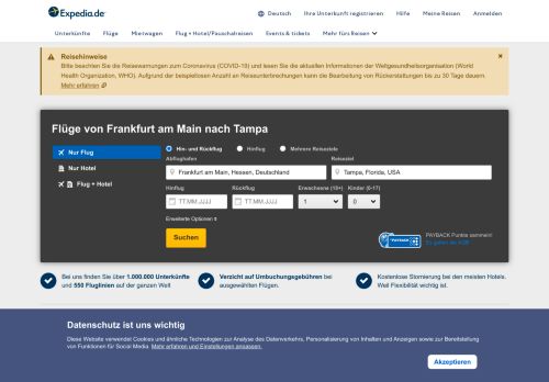 
                            2. Flüge von Frankfurt (FRA) nach Tampa (TPA) | Expedia.de
