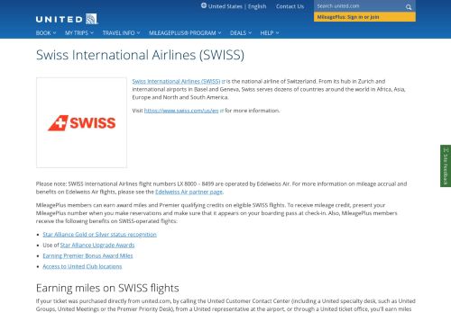 
                            7. Fly with SWISS International Airlines - United Airlines